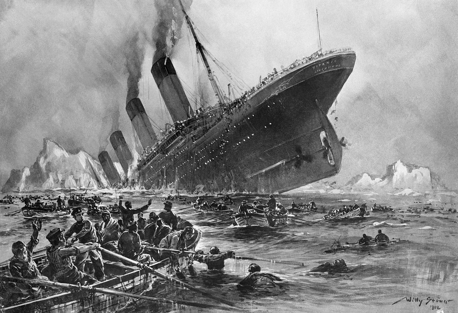 a Willy Stöwer painting : Der Untergang Der Titanic